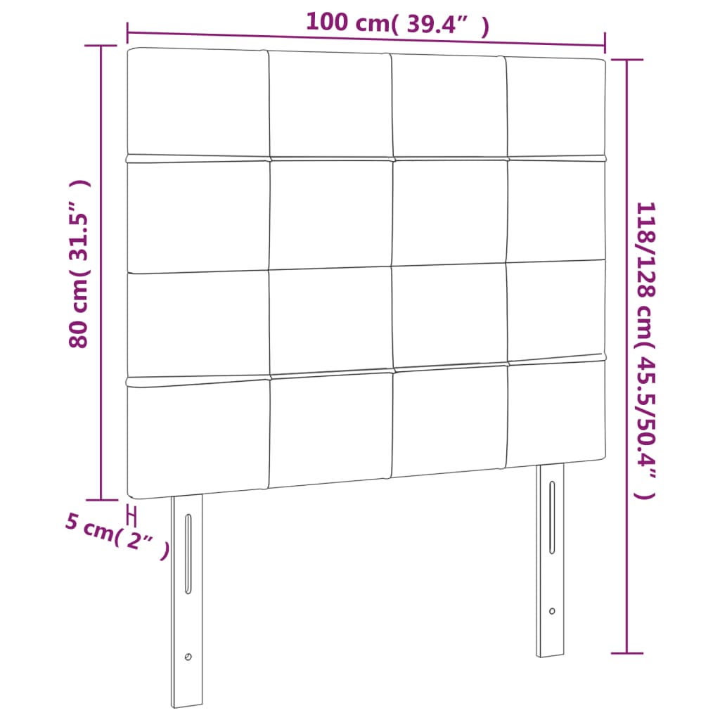 vidaXL Hoofdborden 2 st 100x5x78/88 cm stof zwart