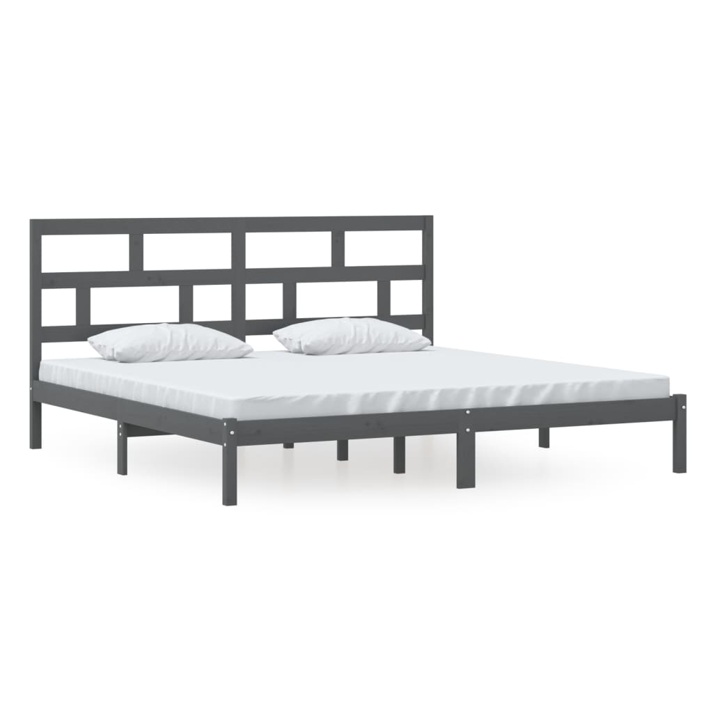 vidaXL Bedframe massief grenenhout grijs 200x200 cm