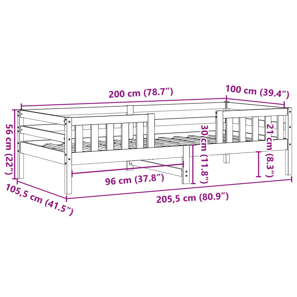 vidaXL Bedframe zonder matras massief grenenhout 100x200 cm