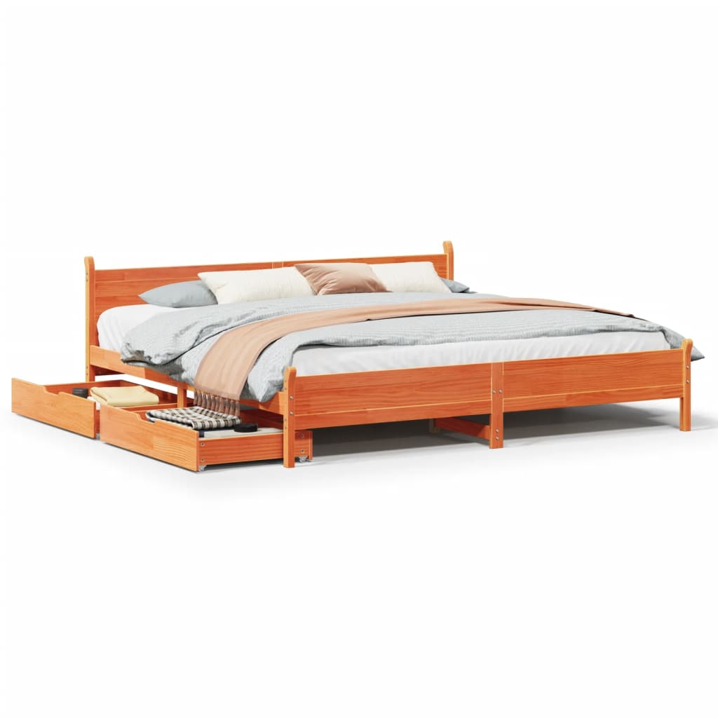 vidaXL Bedframe zonder matras massief grenenhout wit 180x200 cm