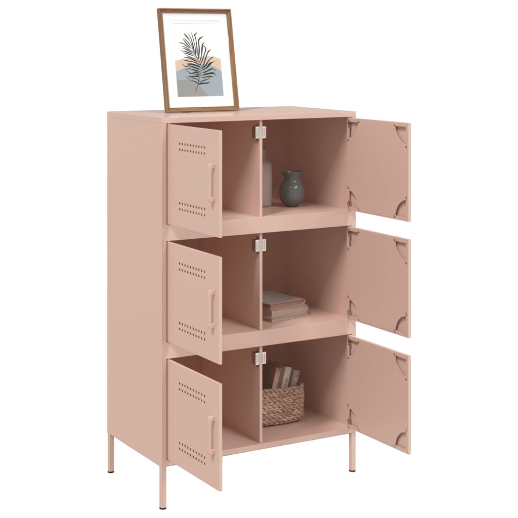 vidaXL Hoge kast 68x39x113 cm staal roze