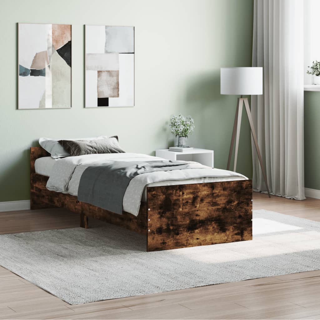 vidaXL Bedframe zonder matras hout gerookt eikenkleurig 75x190 cm