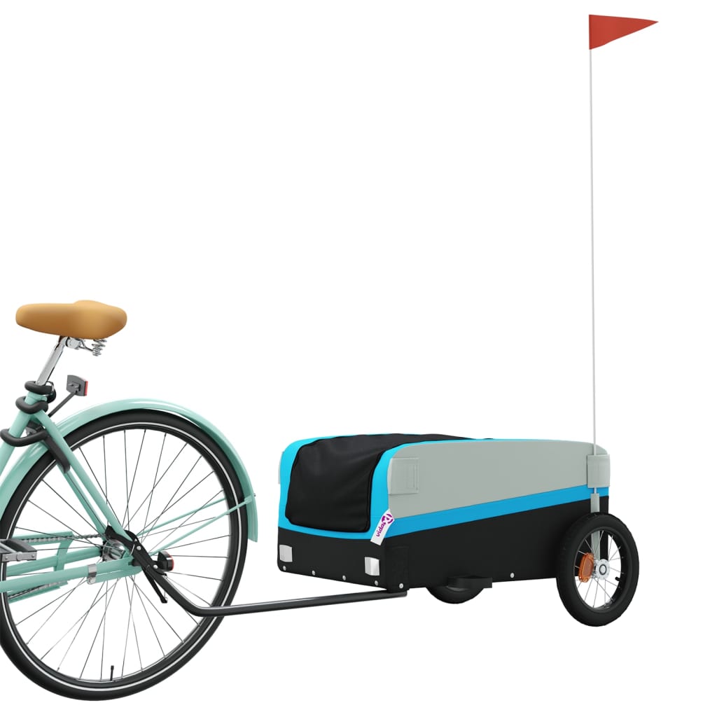 vidaXL Fietstrailer 30 kg ijzer zwart en blauw