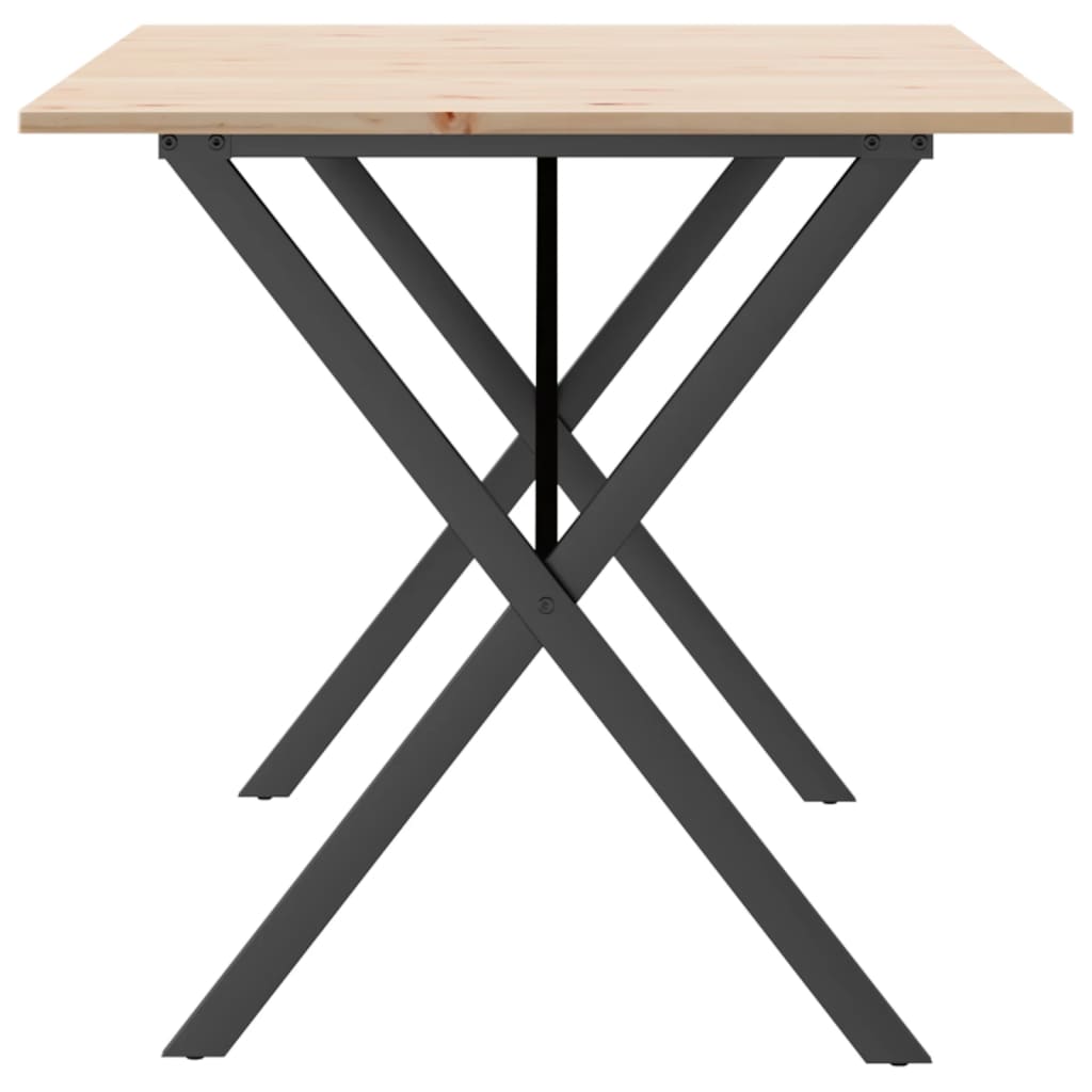 vidaXL Eettafel X-frame 140x80x75 cm massief grenenhout en gietijzer