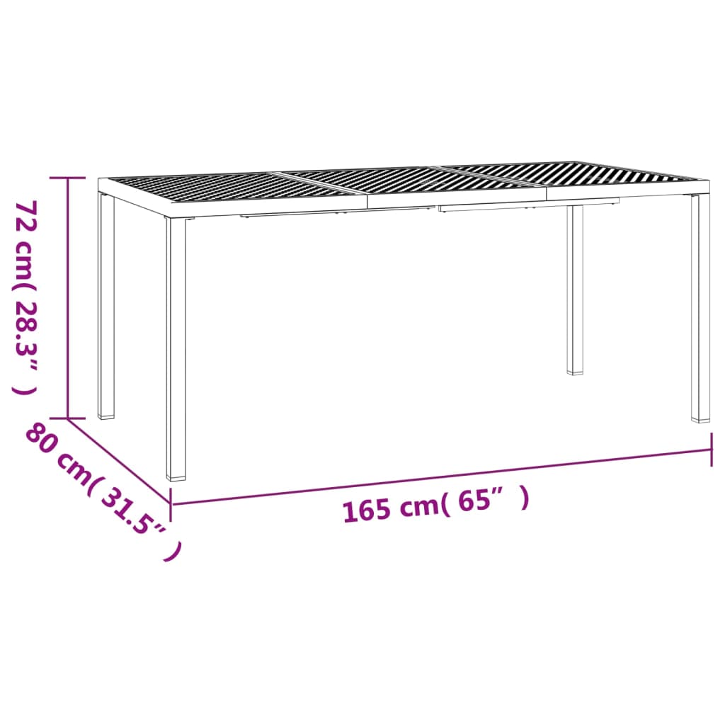 vidaXL Tuintafel 165x80x72 cm staal antracietkleurig