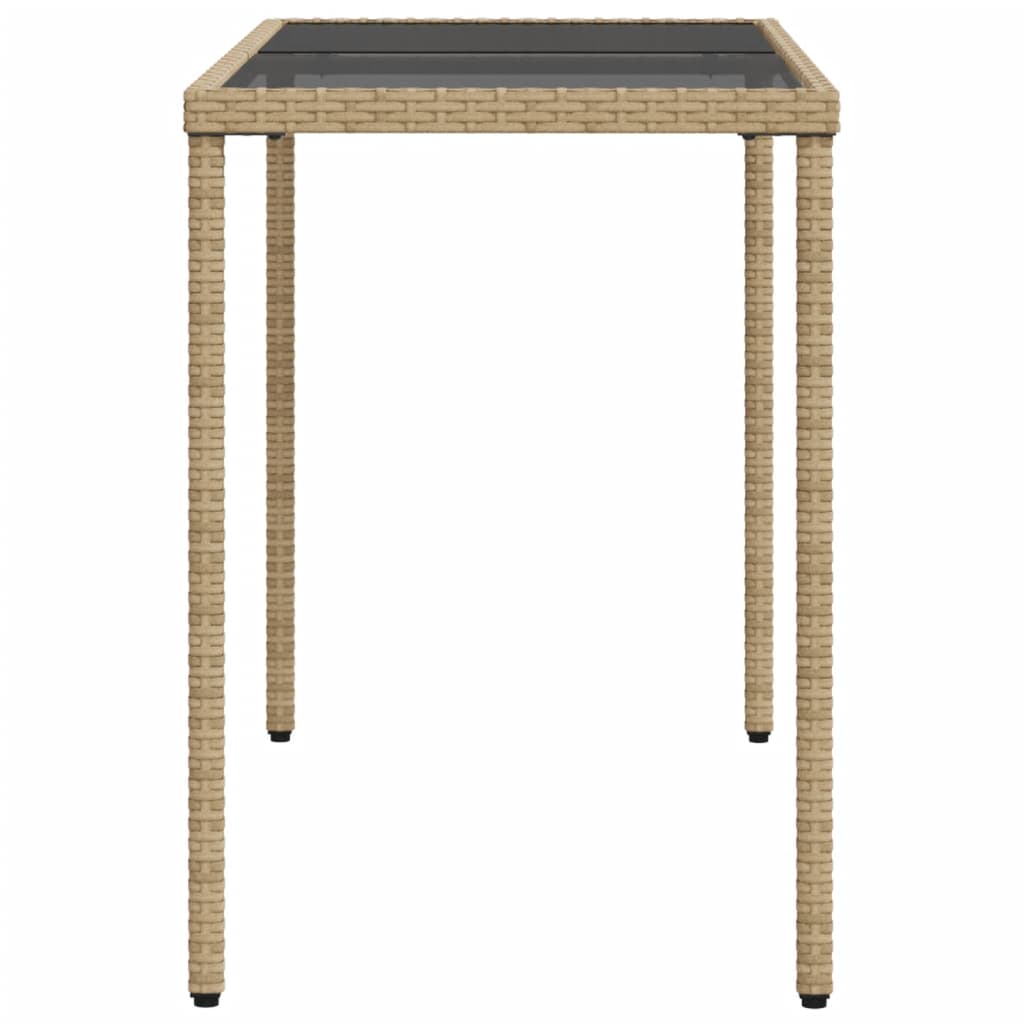 vidaXL Tuintafel met glazen blad 115x54x74 cm poly rattan beige