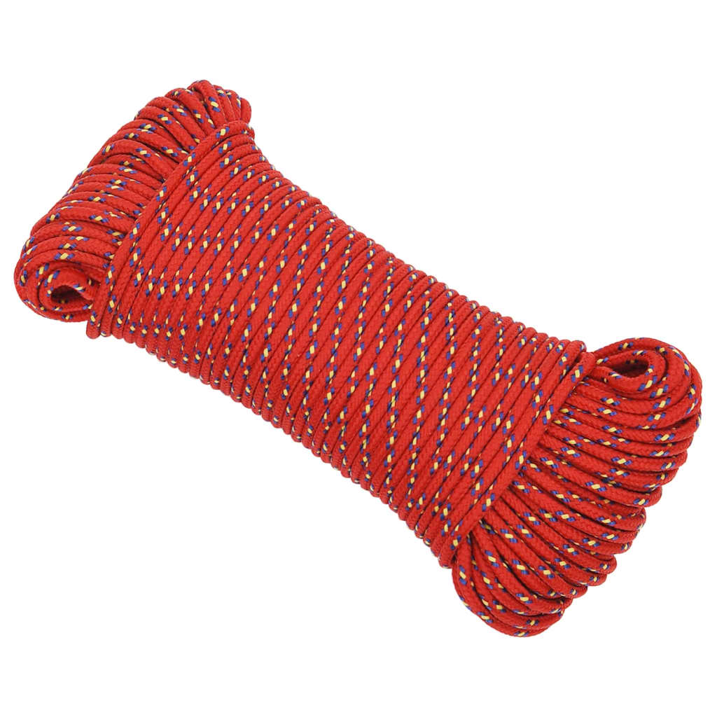 vidaXL Boottouw 4 mm 50 m polypropyleen rood