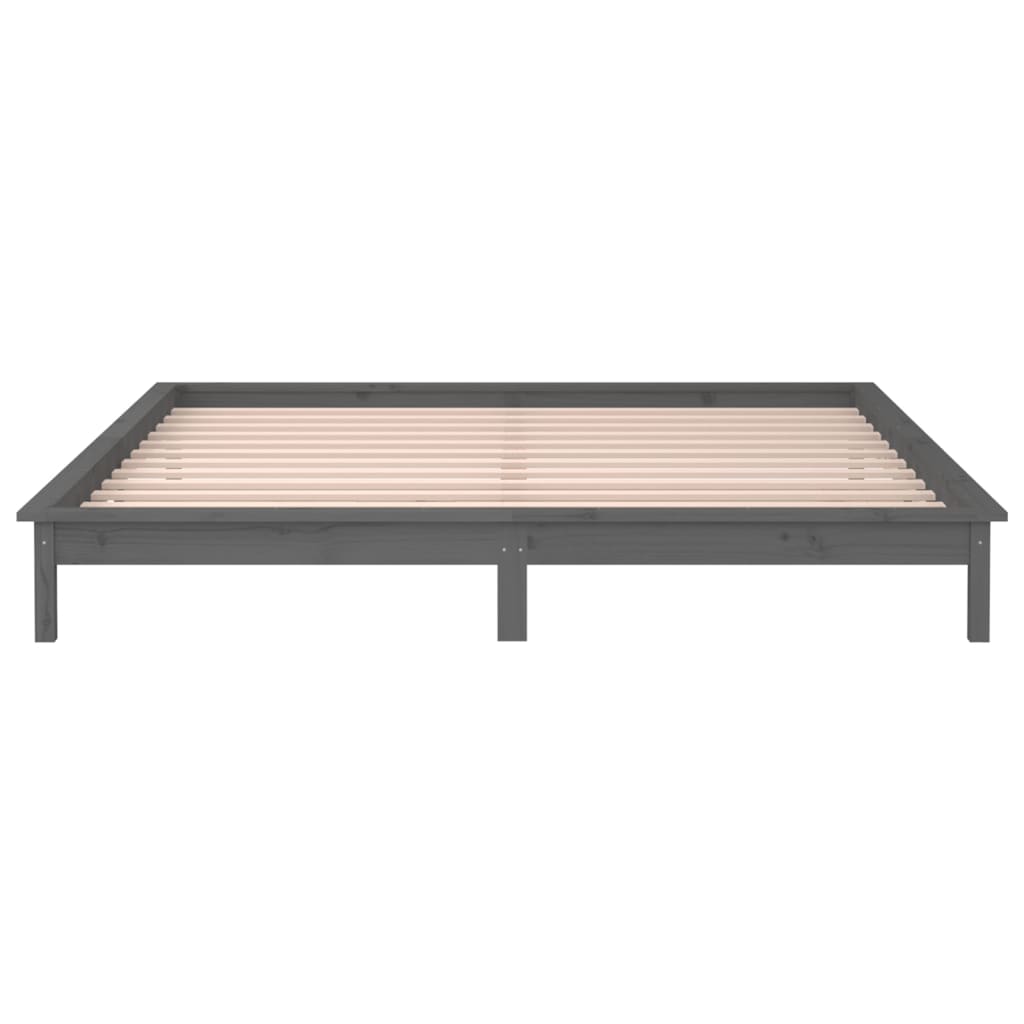 vidaXL Bedframe LED massief hout grijs 180x200 cm