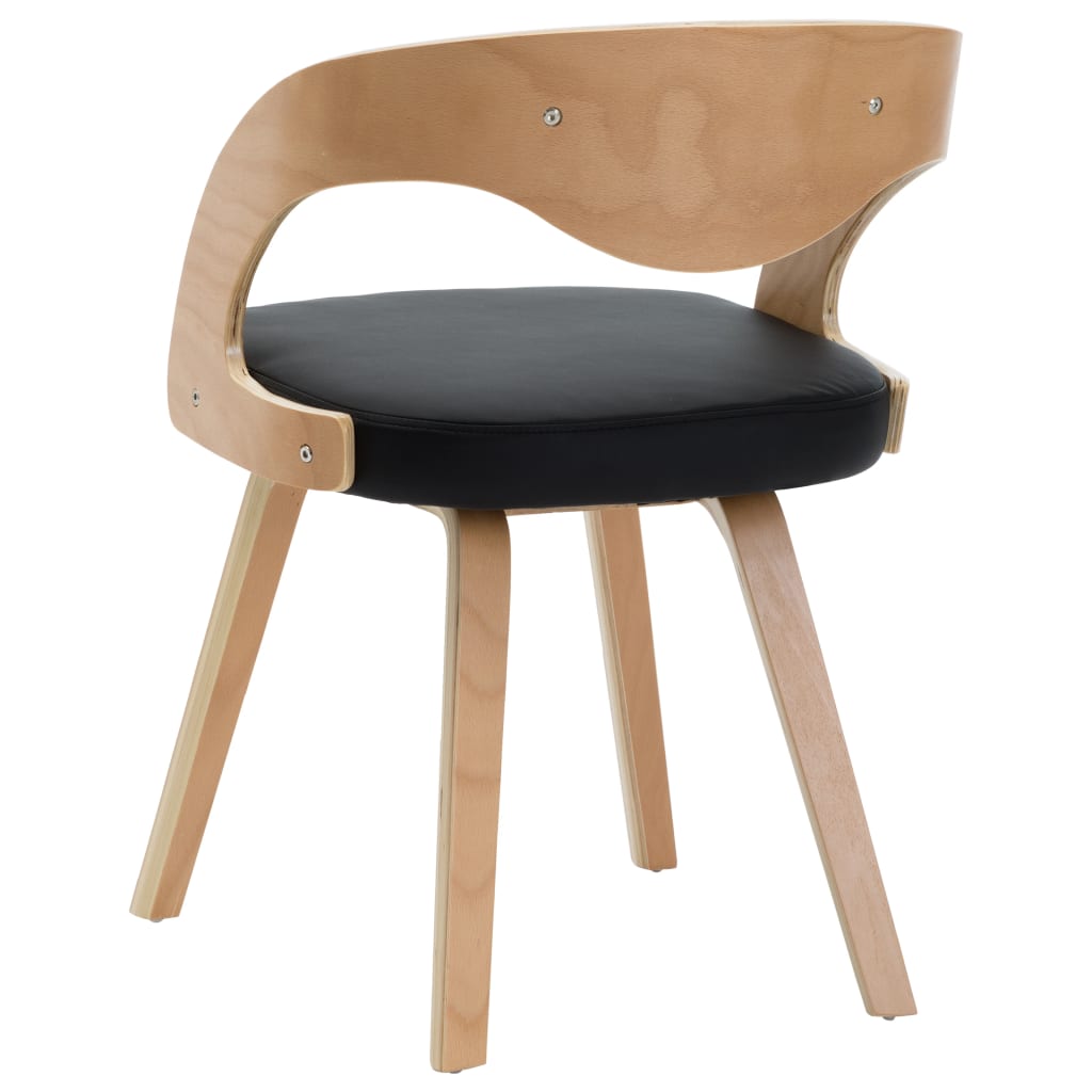 vidaXL Eetkamerstoelen 4 st gebogen hout en kunstleer zwart