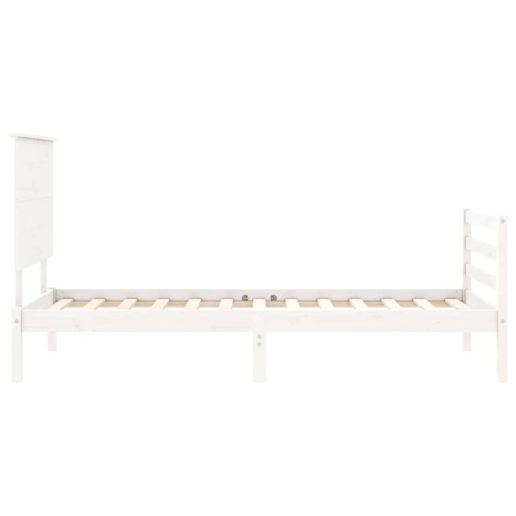 vidaXL Bedframe met hoofdbord massief hout wit 90x200 cm