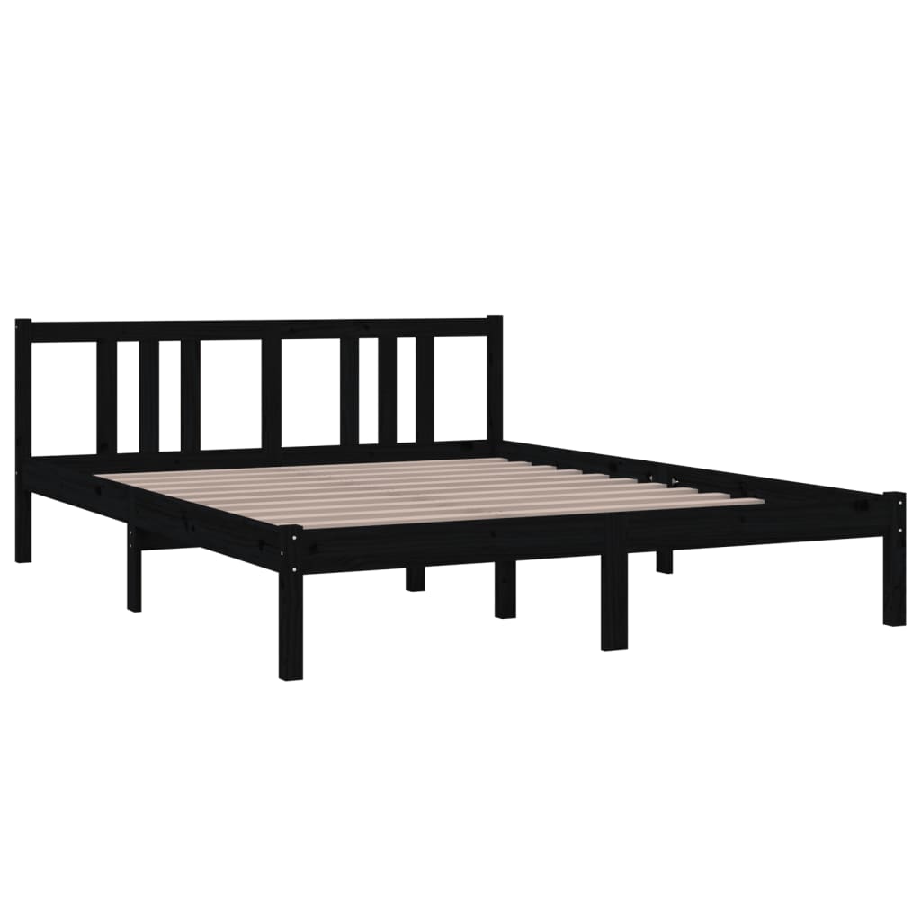 vidaXL Bedframe massief hout zwart 150x200 cm