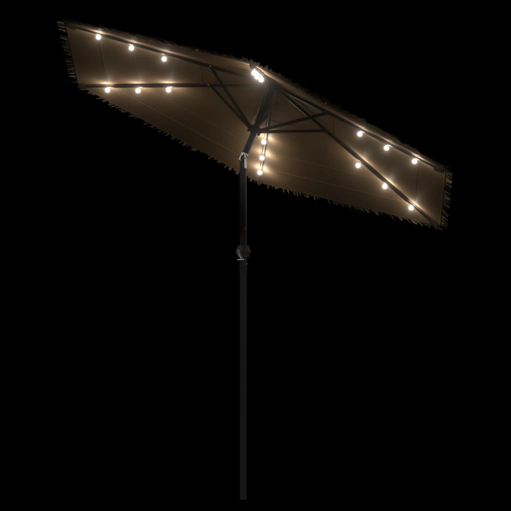 vidaXL Parasol met LED's en stalen paal 223x223x213 cm bruin