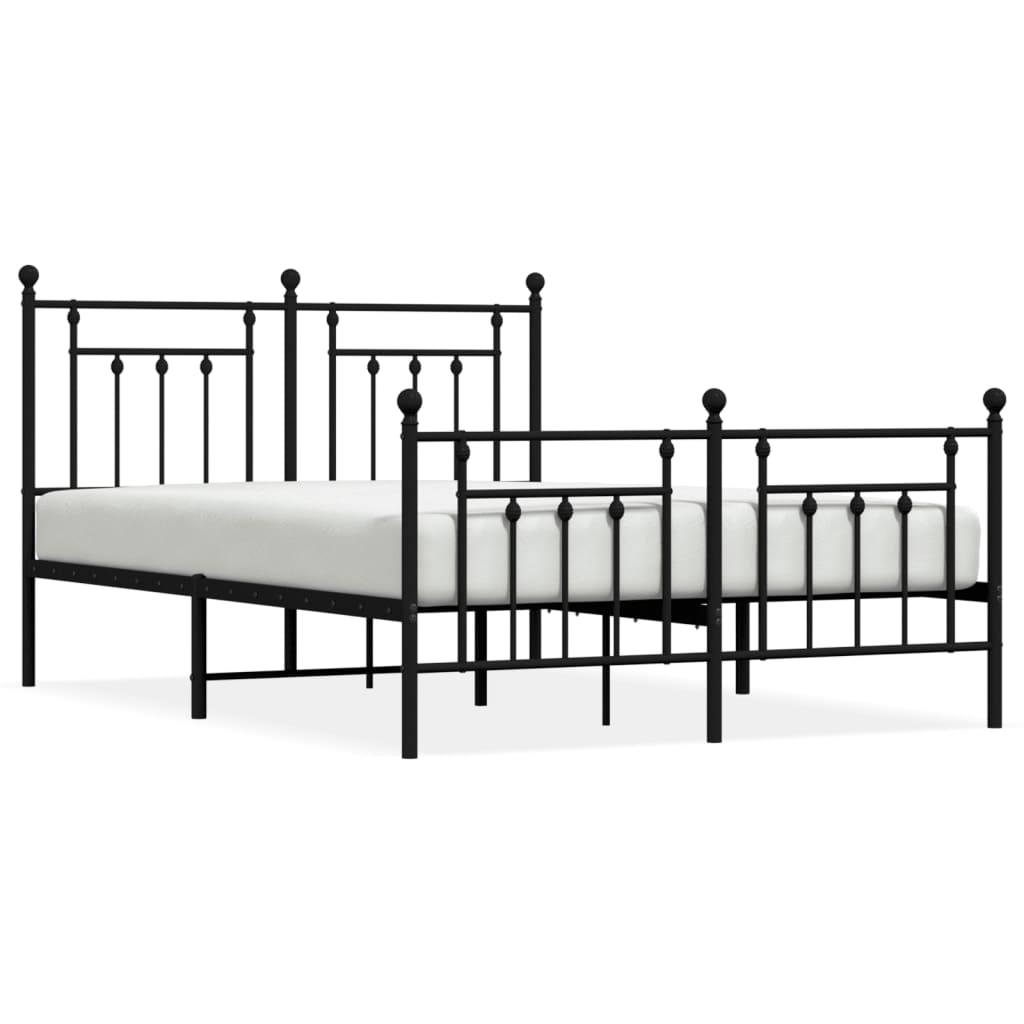 vidaXL Bedframe met hoofd- en voeteneinde metaal zwart 140x190 cm