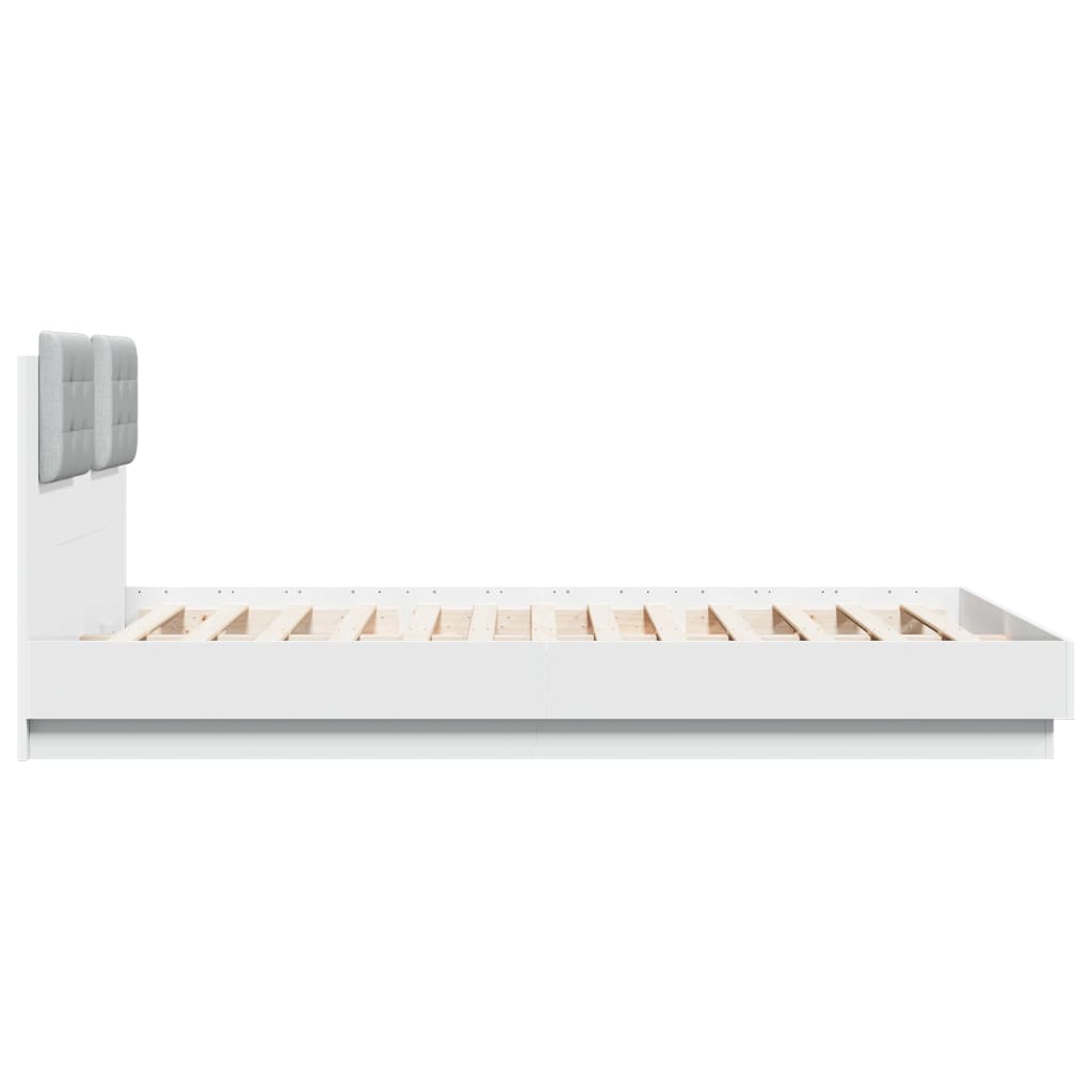 vidaXL Bedframe met hoofdeinde en LED-verlichting wit 150x200 cm