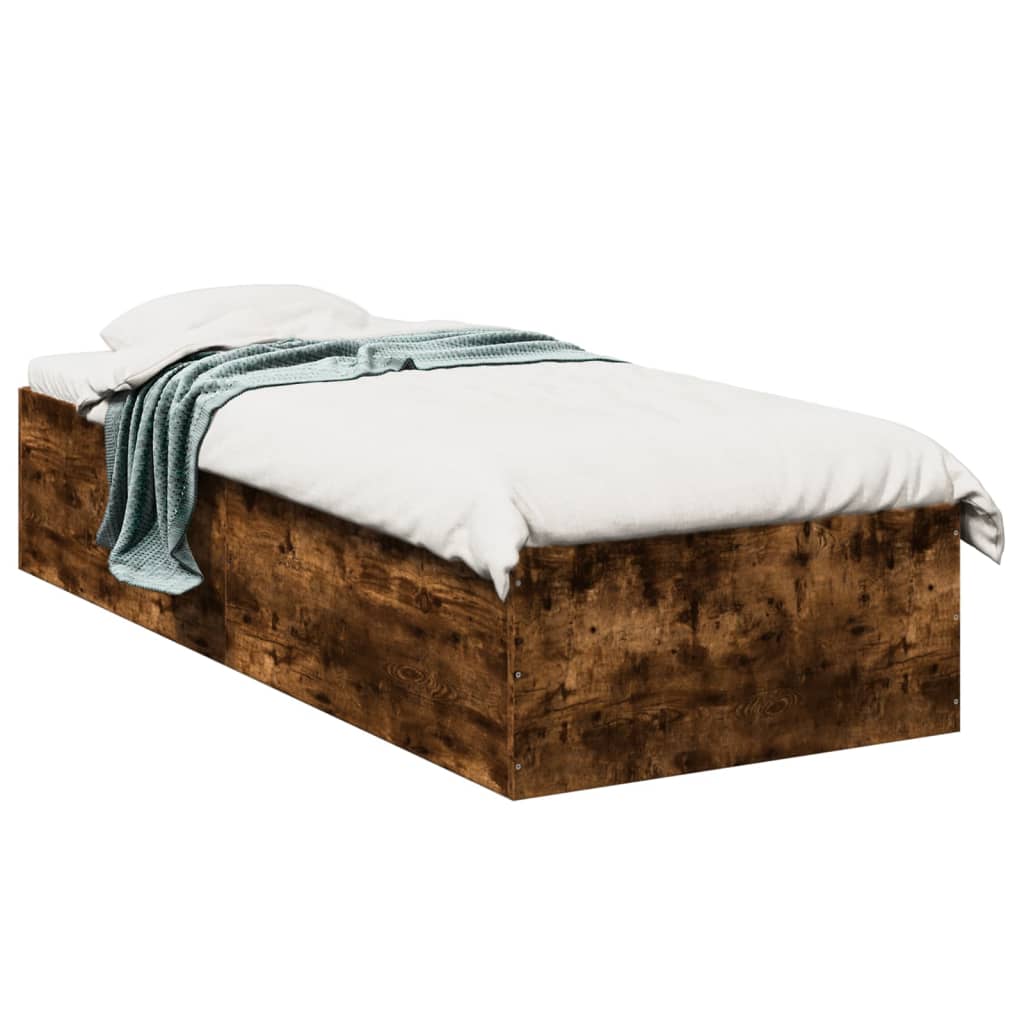 vidaXL Bedframe zonder matras hout gerookt eikenkleurig 75x190 cm