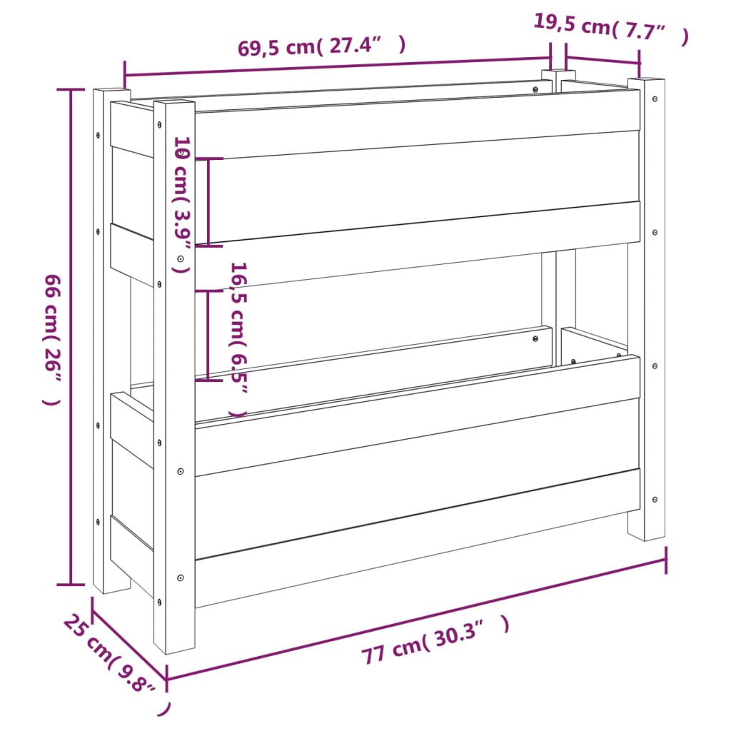 vidaXL Plantenbak 77x25x66 cm massief grenenhout