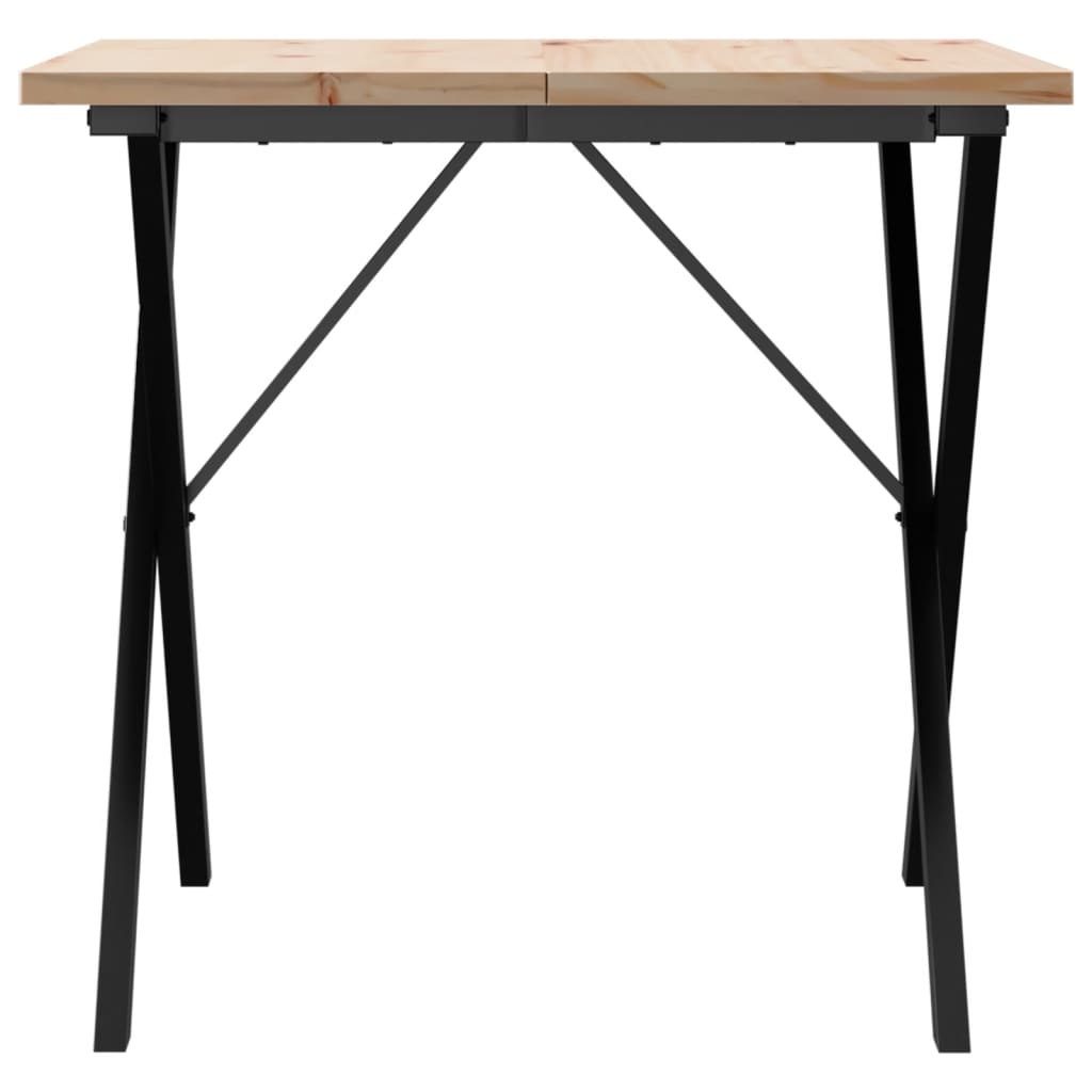 vidaXL Eettafel X-frame 90x90x75,5 cm massief grenenhout en gietijzer