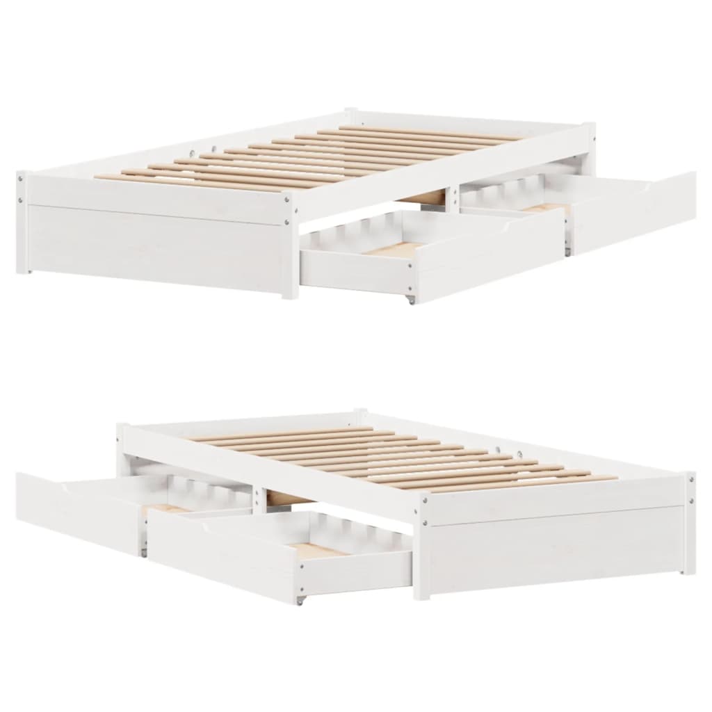 vidaXL Bedframe zonder matras massief grenenhout wit 90x200 cm