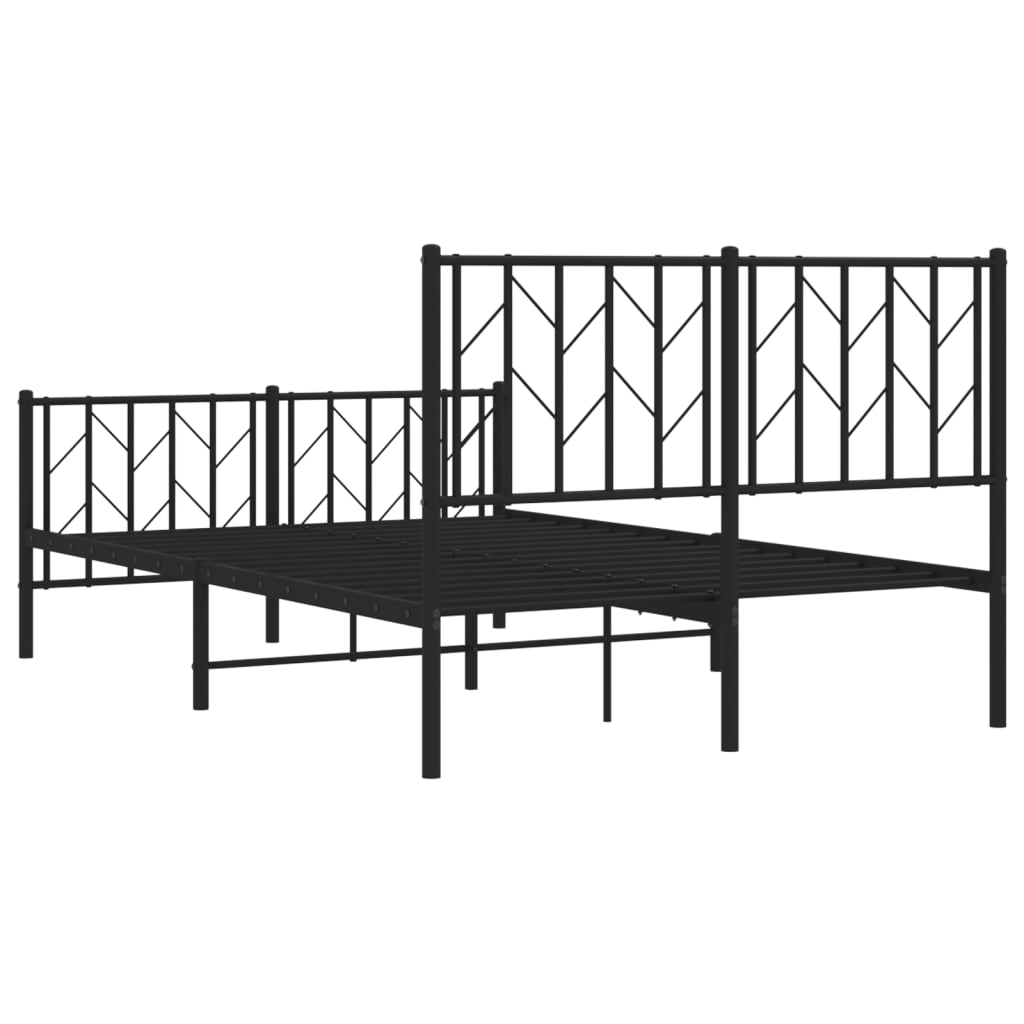 vidaXL Bedframe met hoofd- en voeteneinde metaal zwart 120x200 cm