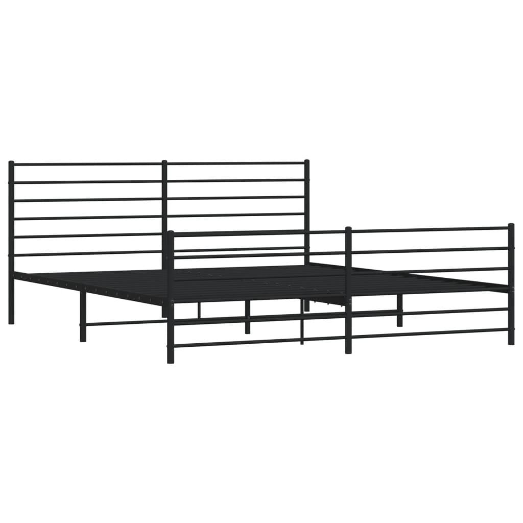 vidaXL Bedframe met hoofd- en voeteneinde metaal zwart 200x200 cm