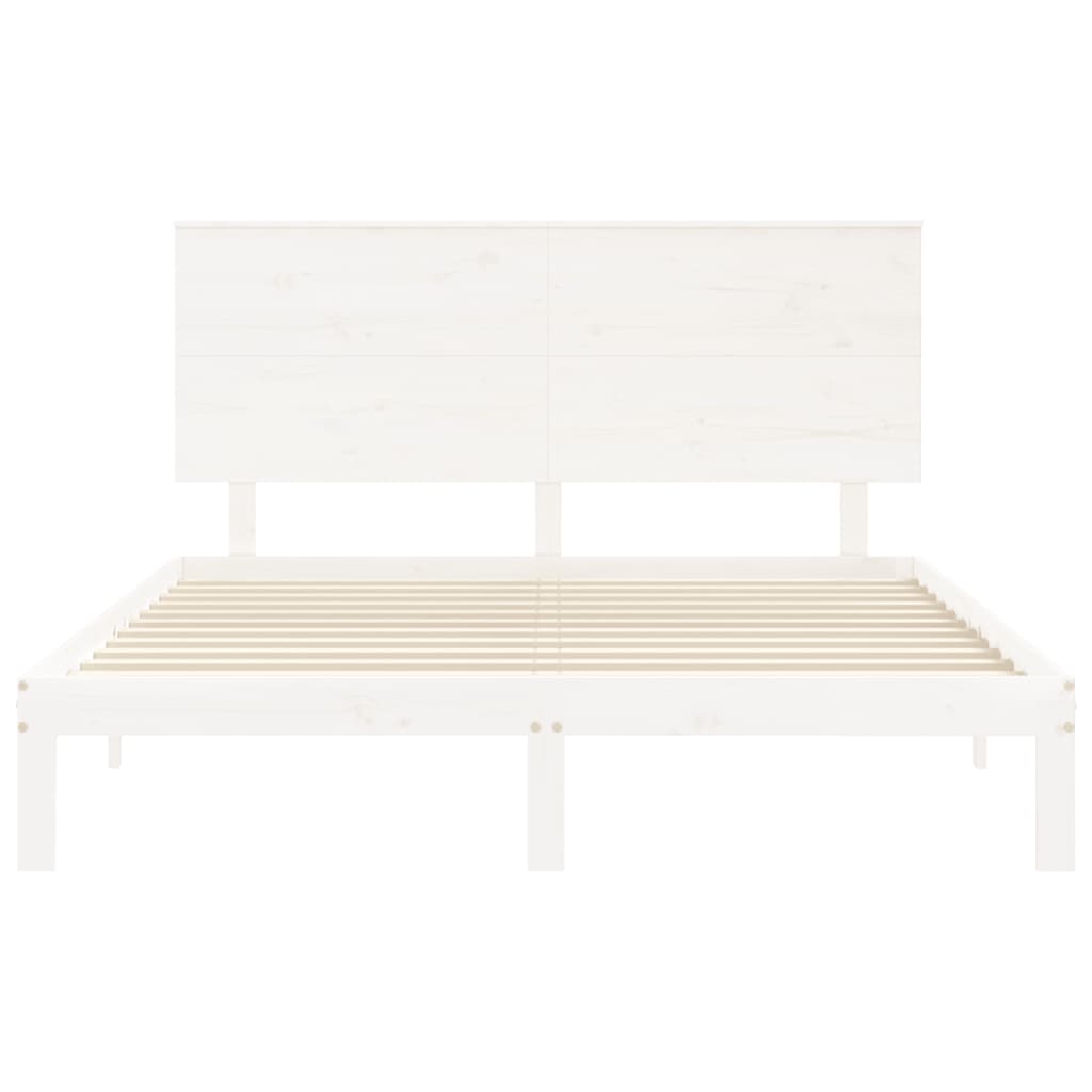 vidaXL Bedframe met hoofdbord massief hout wit