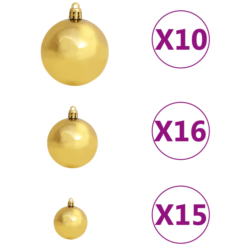 vidaXL Kunstkerstboom met scharnieren 300 LED's en kerstballen 180 cm