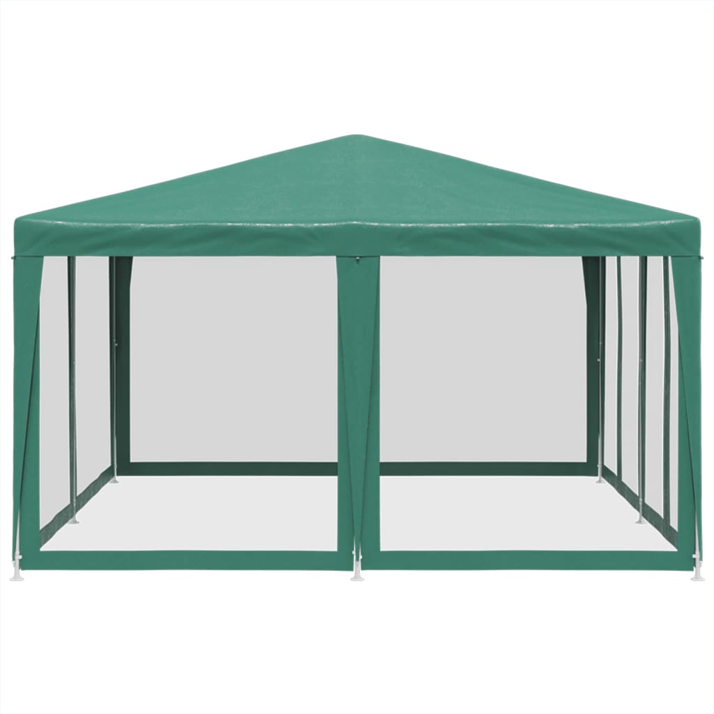 vidaXL Partytent met 8 mesh zijwanden 4x4 m HDPE groen