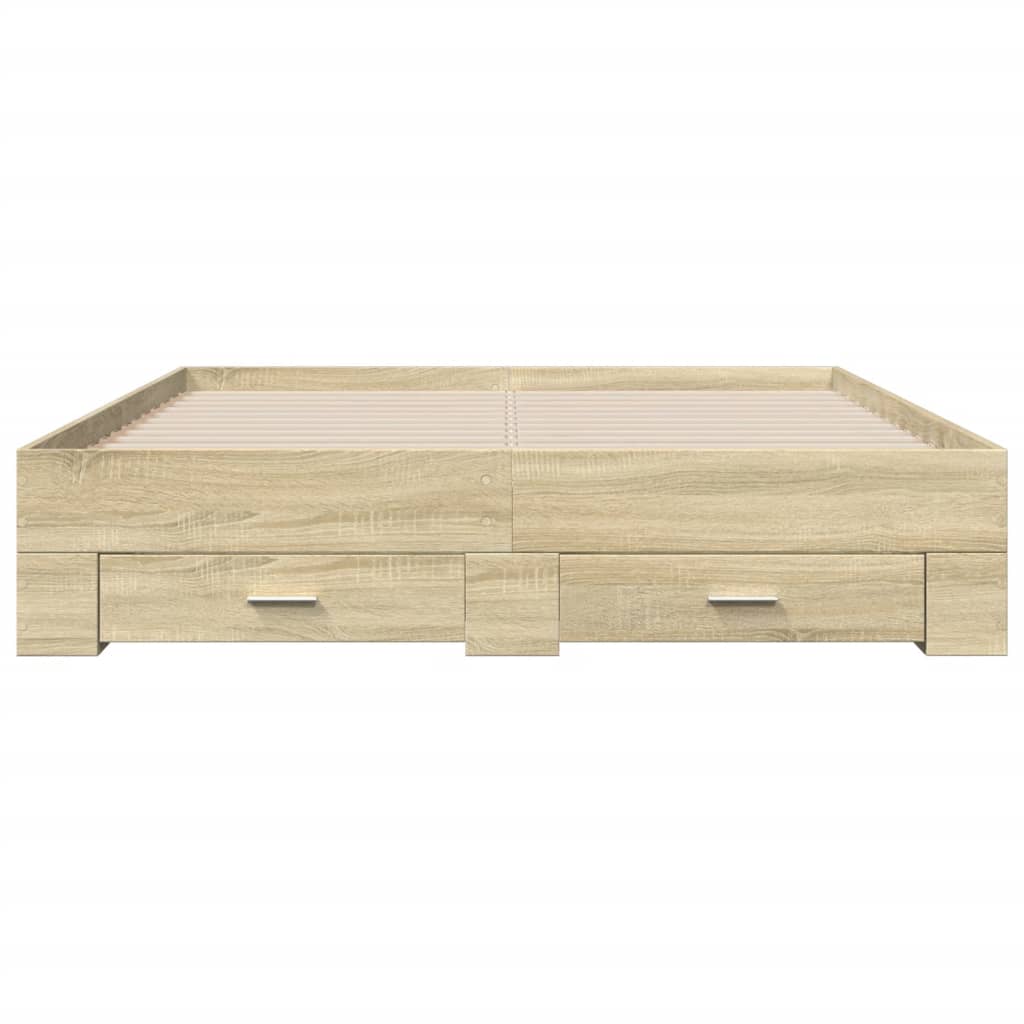 vidaXL Bedframe met lades bewerkt hout sonoma eikenkleurig 140x200 cm