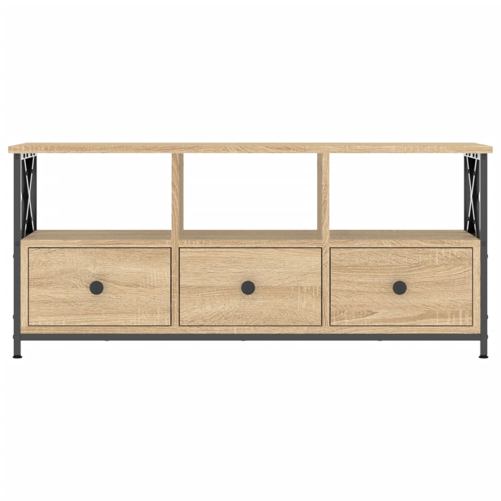 vidaXL Tv-meubel 102x33x45 cm bewerkt hout en ijzer sonoma eikenkleur