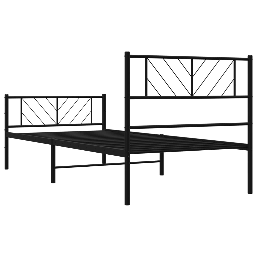 vidaXL Bedframe met hoofd- en voeteneinde metaal zwart 100x200 cm