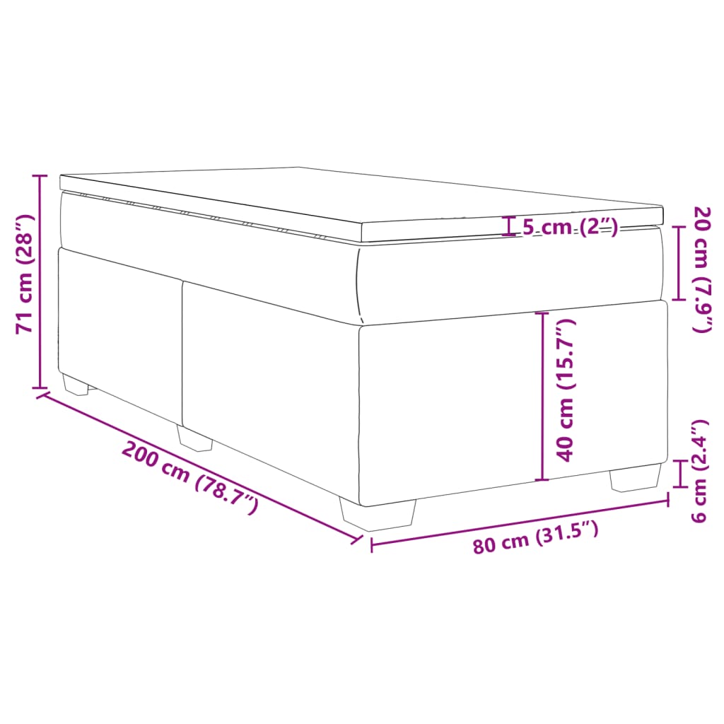 vidaXL Boxspring met matras fluweel zwart 80x200 cm