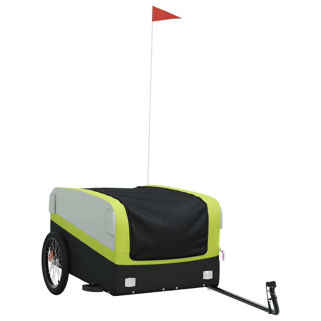 vidaXL Fietstrailer 45 kg ijzer zwart en groen