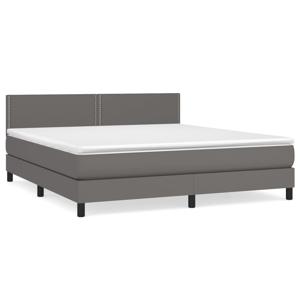 vidaXL Boxspring met matras kunstleer grijs 180x200 cm