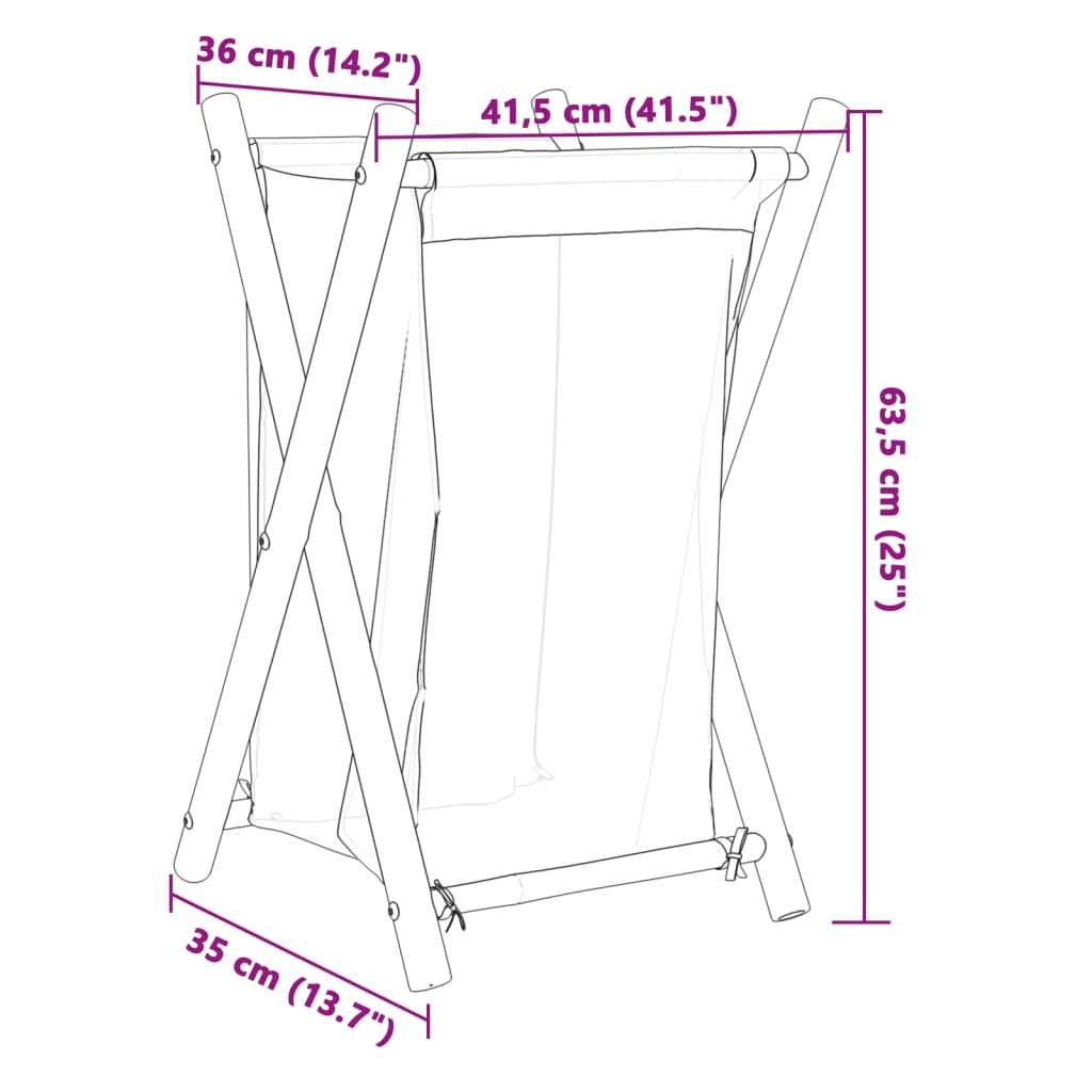 vidaXL Wasmand 41,5x36x63,5 cm bamboe crèmewit