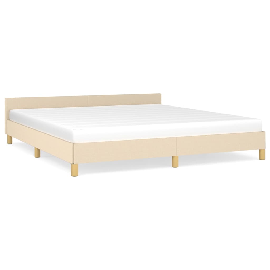 vidaXL Bedframe met hoofdeinde stof crèmekleurig 180x200 cm