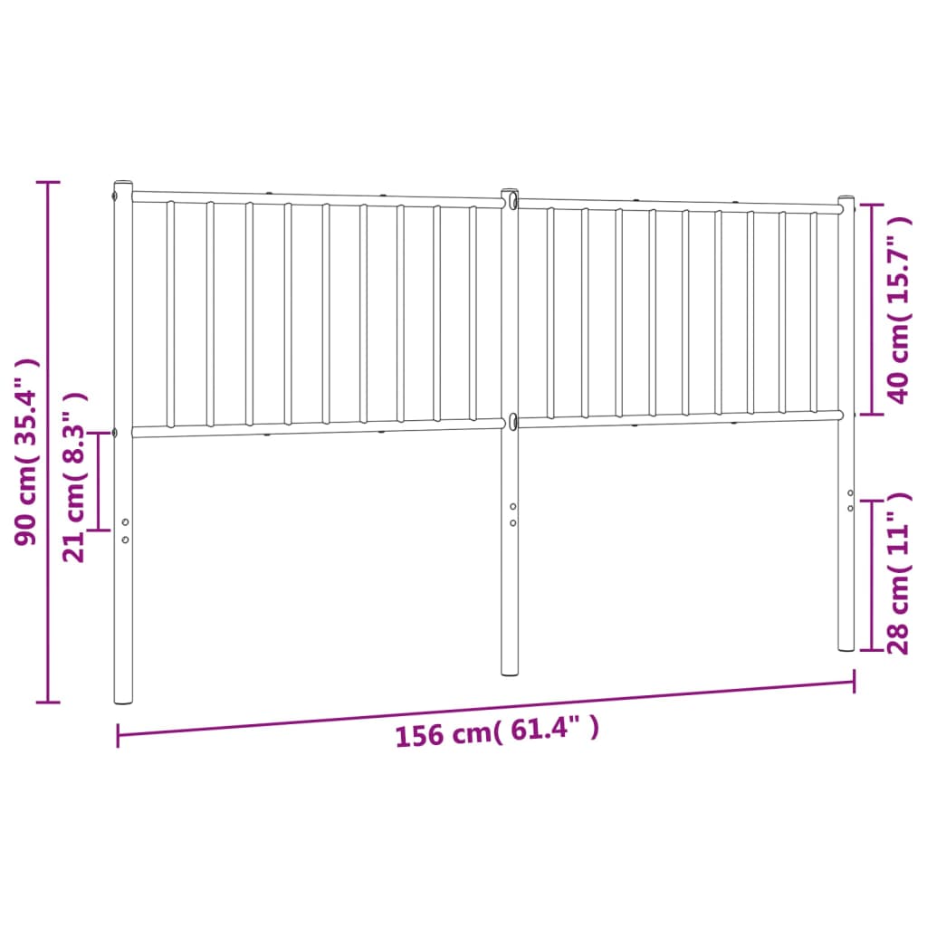 vidaXL Hoofdbord 150 cm metaal wit