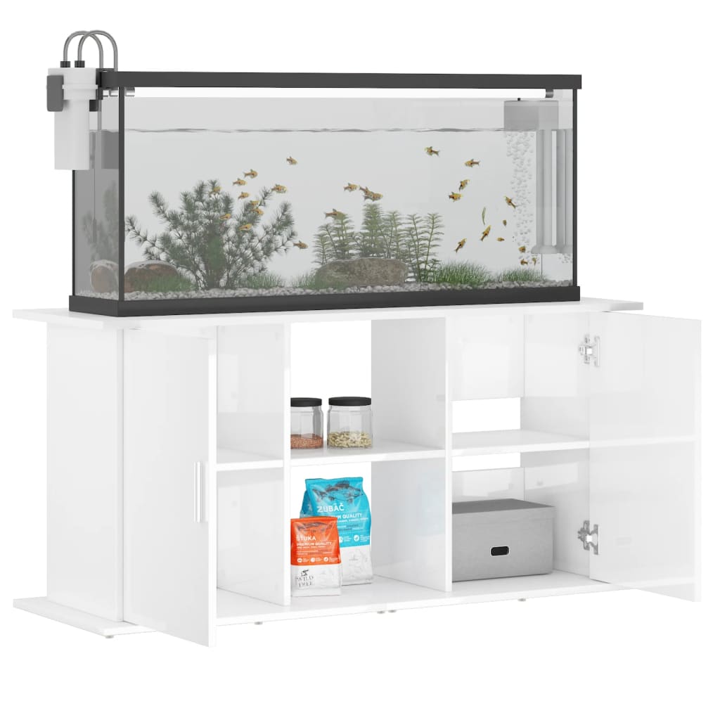 vidaXL Aquariumstandaard 121x41x58 cm bewerkt hout hoogglans wit