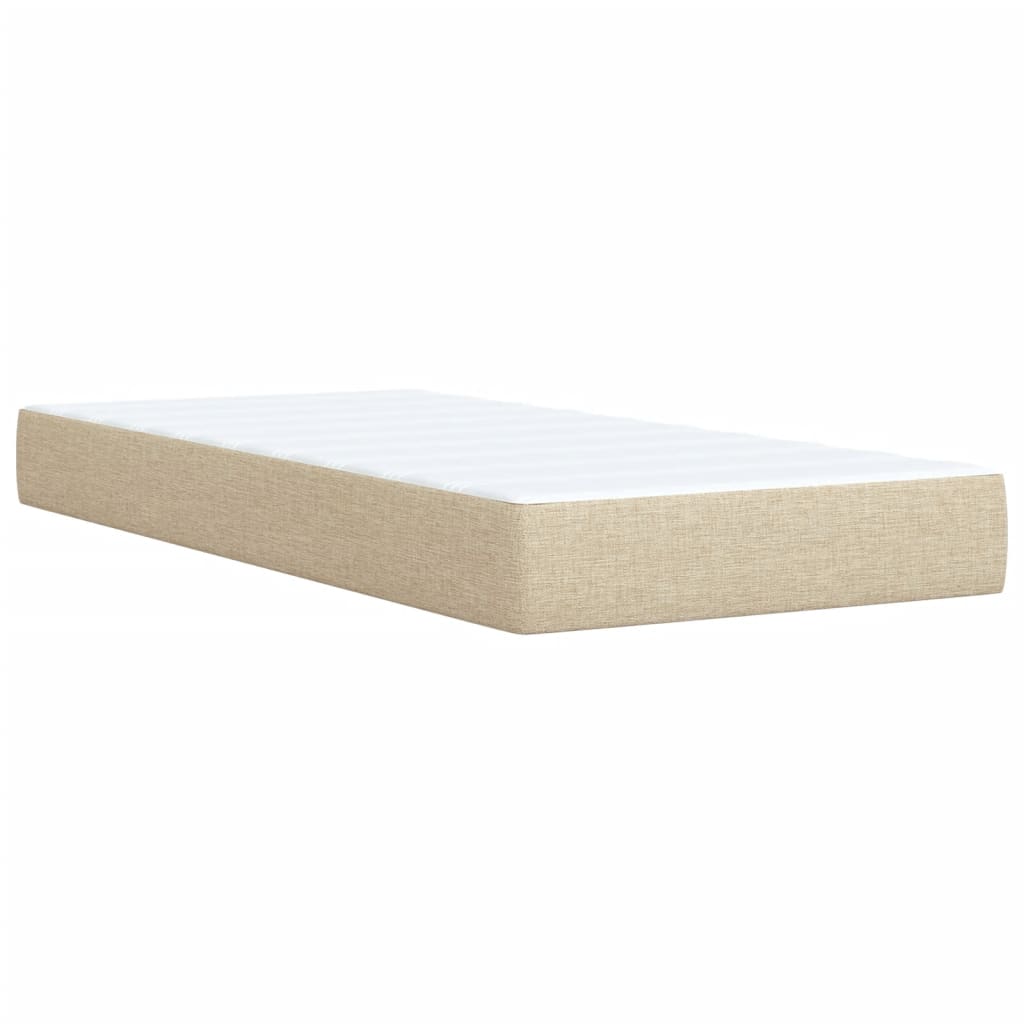 vidaXL Boxspring met matras stof crèmekleurig 100x200 cm