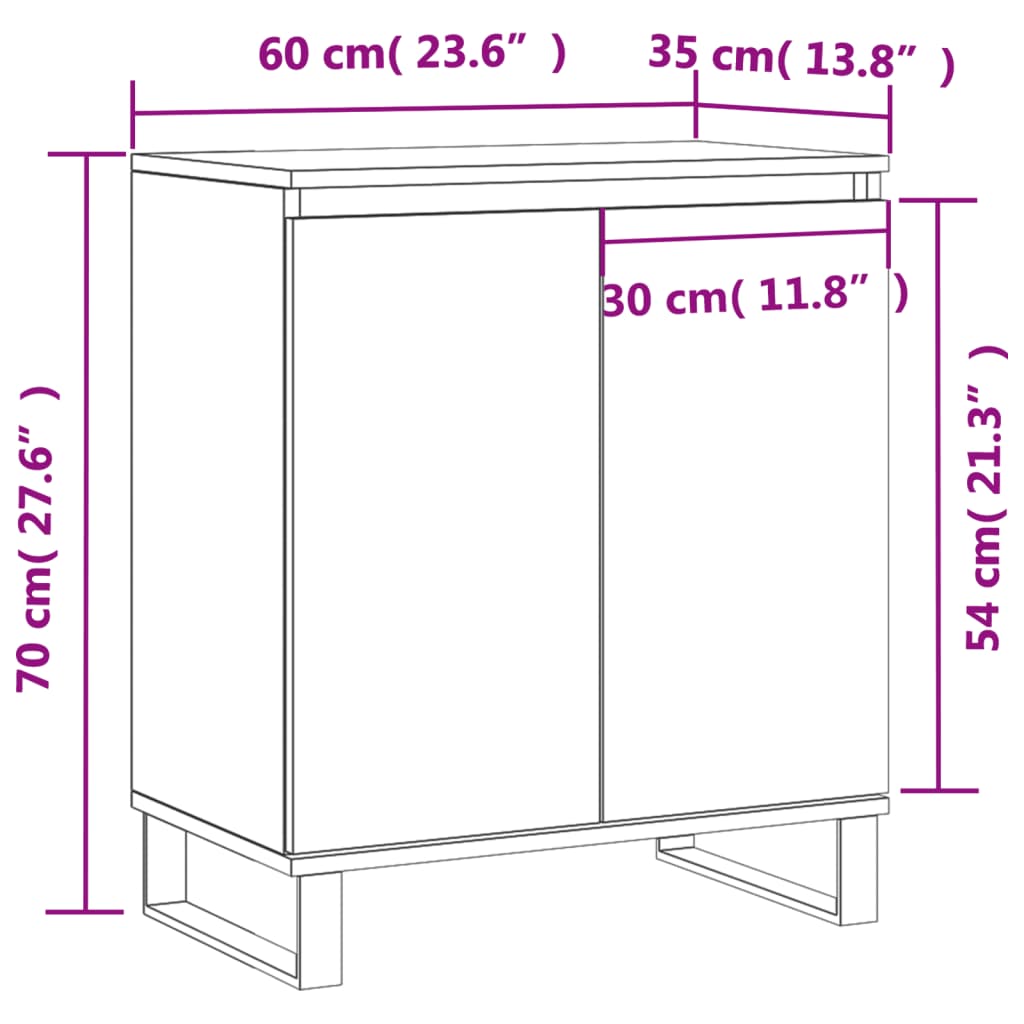 vidaXL Dressoir 60x35x70 cm bewerkt hout gerookt eikenkleurig