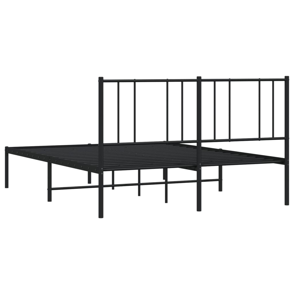 vidaXL Bedframe met hoofdbord metaal zwart 160x200 cm