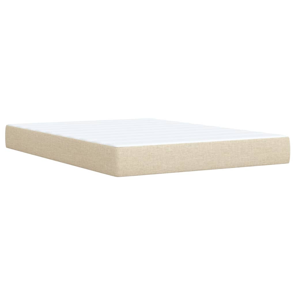 vidaXL Boxspring met matras stof crèmekleurig 140x190 cm