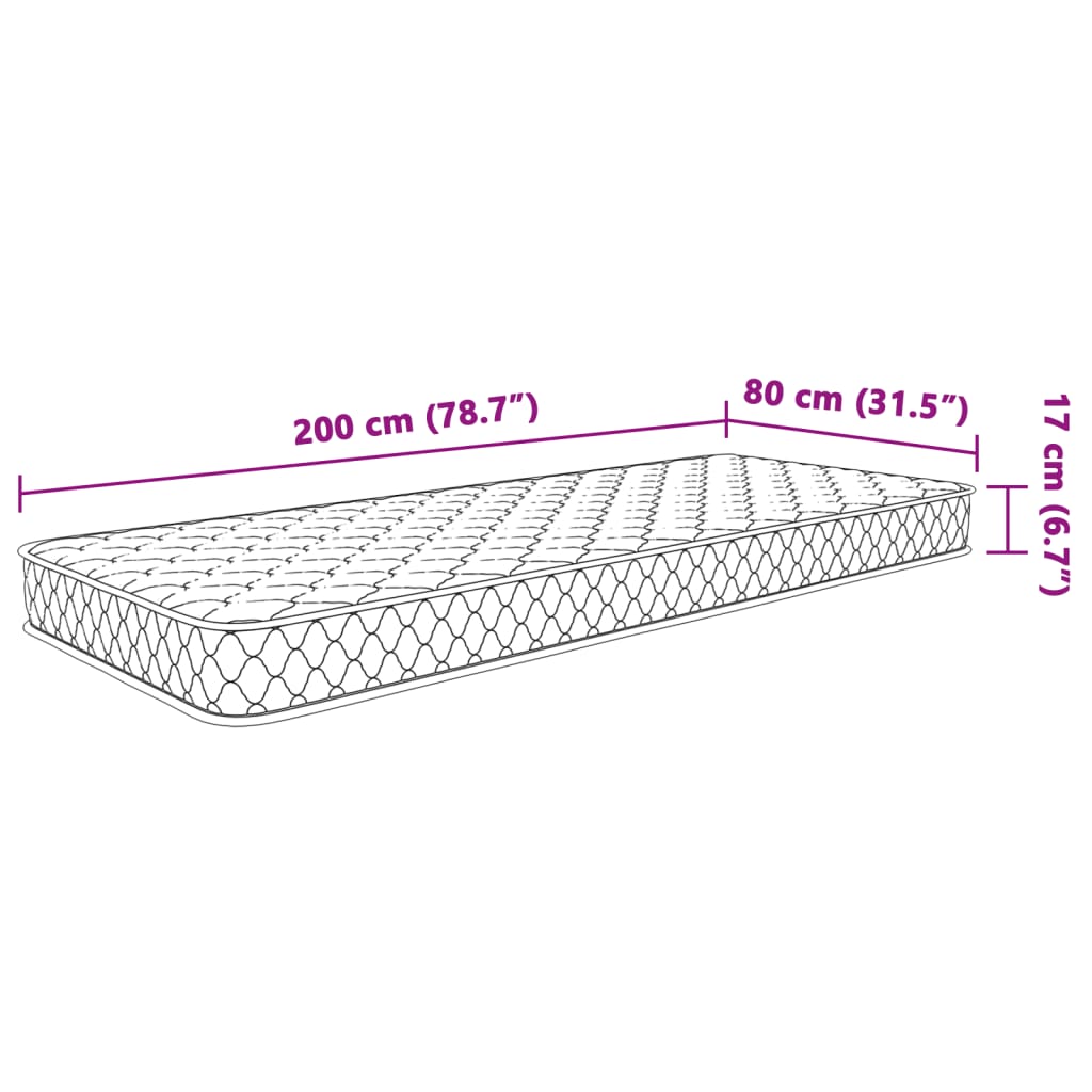 vidaXL Traagschuimmatras 80x200x17 cm wit