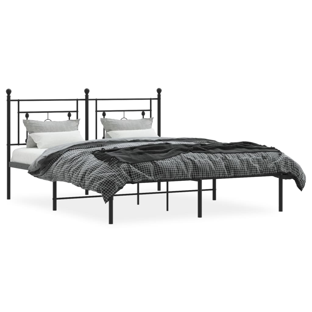 vidaXL Bedframe met hoofdbord metaal zwart 160x200 cm