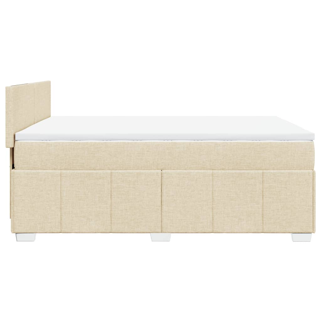 vidaXL Boxspring met matras stof crèmekleurig 140x190 cm