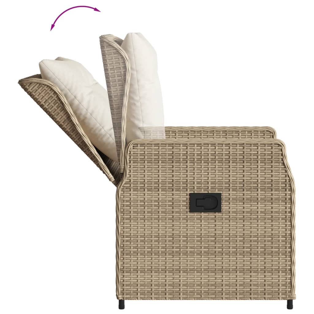 vidaXL 3-delige Tuinset met kussens poly rattan beige