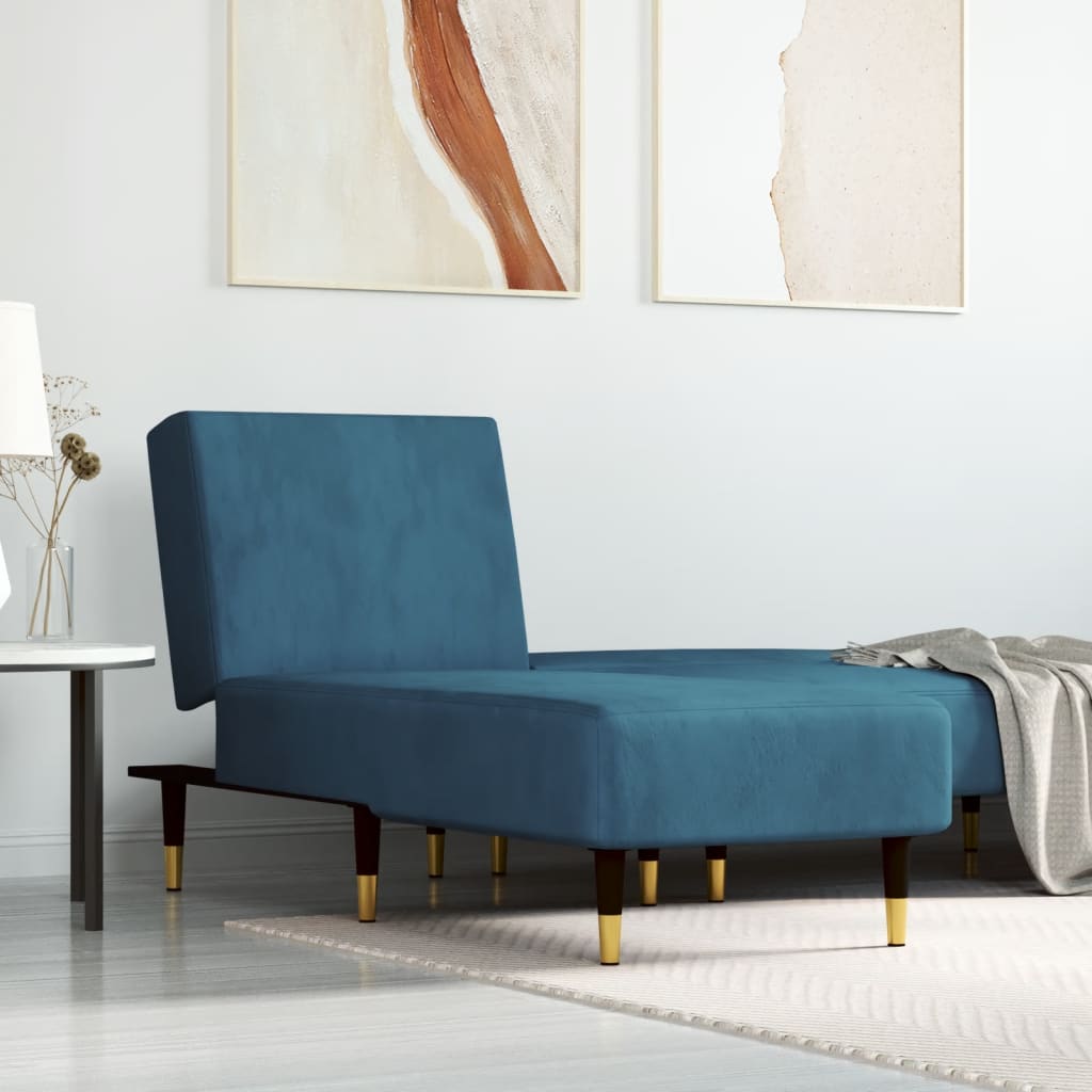 vidaXL Chaise longue fluweel blauw