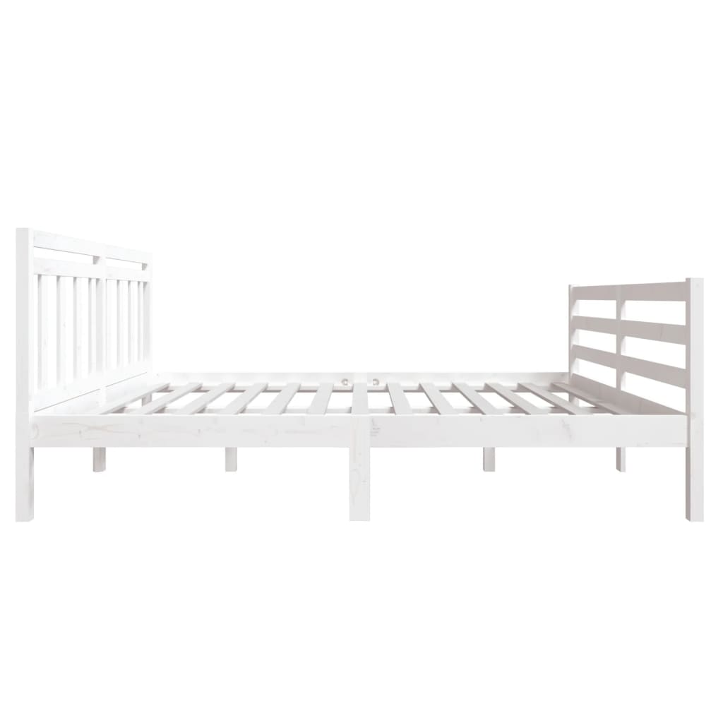 vidaXL Bedframe massief hout wit 135x190 cm