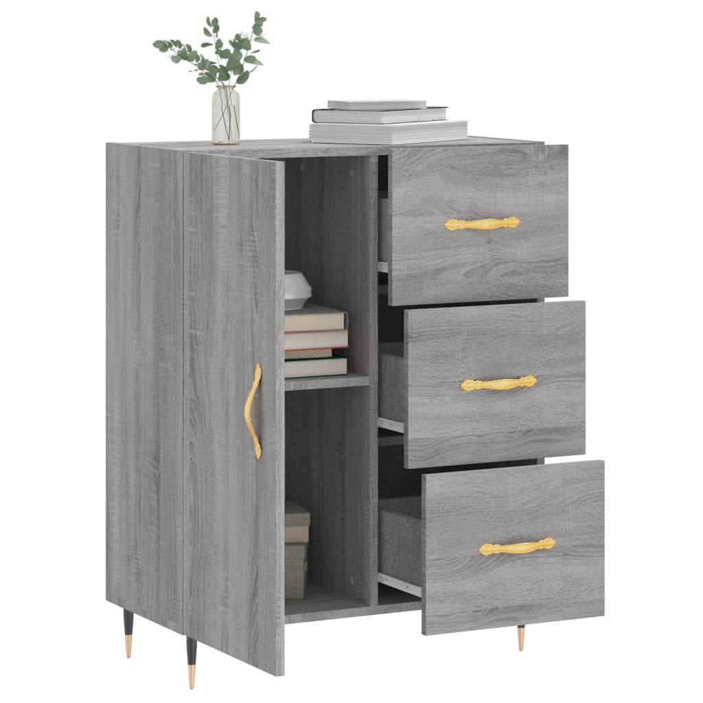 vidaXL Dressoir 69,5x34x90 cm bewerkt hout grijs sonoma eikenkleurig