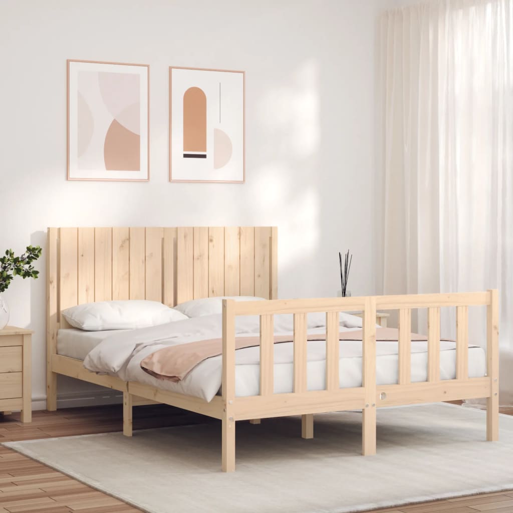 vidaXL Bedframe met hoofdbord massief hout 140x200 cm