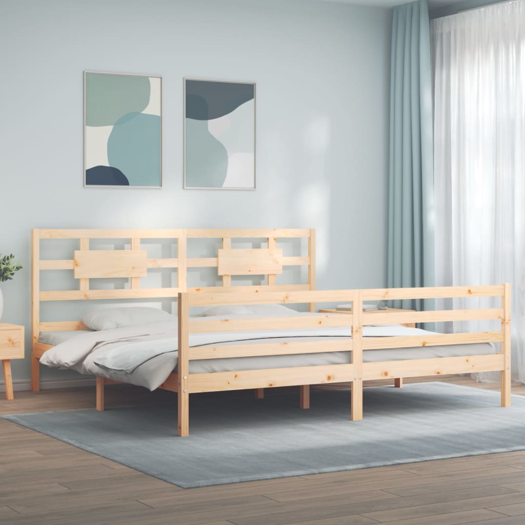 vidaXL Bedframe met hoofdbord massief hout